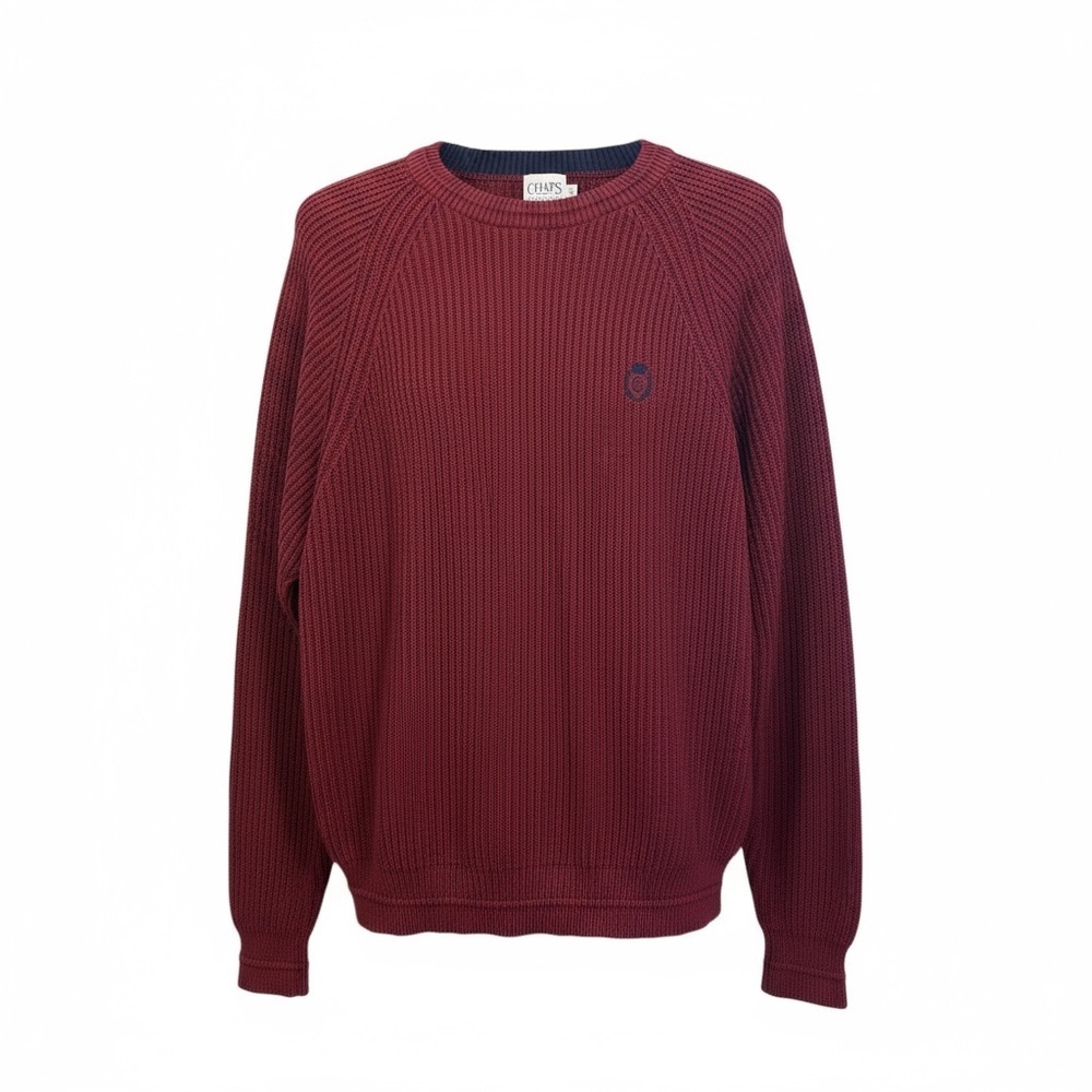 Vintage Chaps Ralph Lauren Knit Crewneck‎ Sweater 100% Cotton Preppy Equestrian